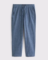 Pantalones sin cierres de corte holgado y sartorial mezcla lino