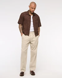 Loose Tailored Linen-Blend Pull-On Pant