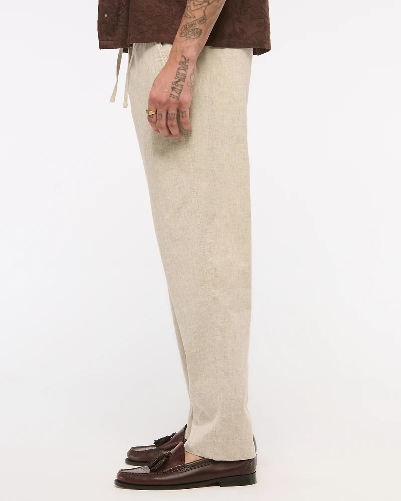 Loose Tailored Linen-Blend Pull-On Pant