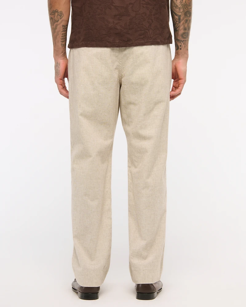 Loose Tailored Linen-Blend Pull-On Pant