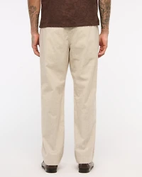 Loose Tailored Linen-Blend Pull-On Pant