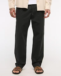Loose Tailored Linen-Blend Pull-On Pant