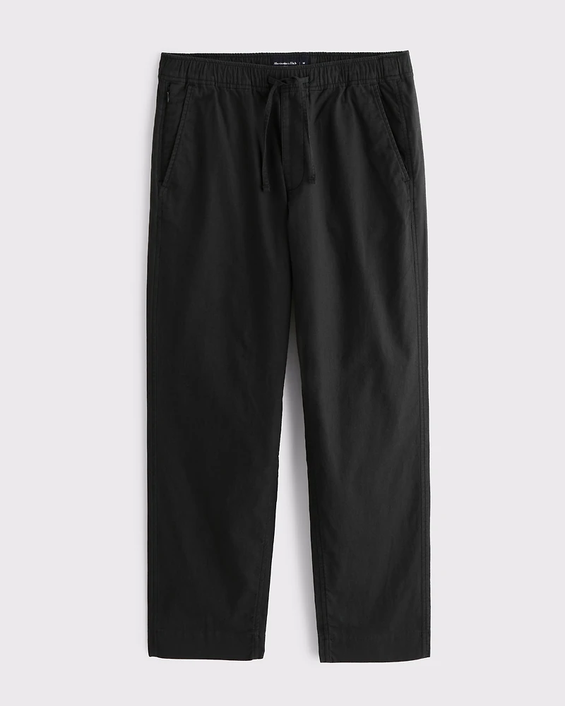 Loose Tailored Linen-Blend Pull-On Pant
