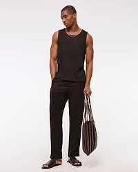 Loose Tailored Linen-Blend Pull-On Pant