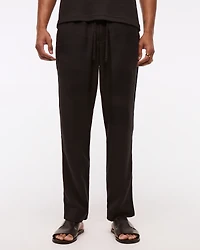Loose Tailored Linen-Blend Pull-On Pant
