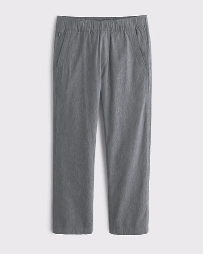 Linen-Blend Relaxed Straight Pull-On Pant
