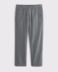 Linen-Blend Relaxed Straight Pull-On Pant