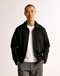 Cropped Vegan Suede Jacket