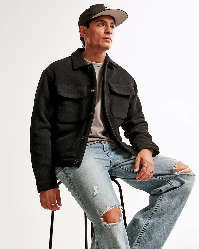 Cropped Dressy Trucker Jacket