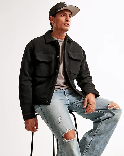 Cropped Dressy Trucker Jacket
