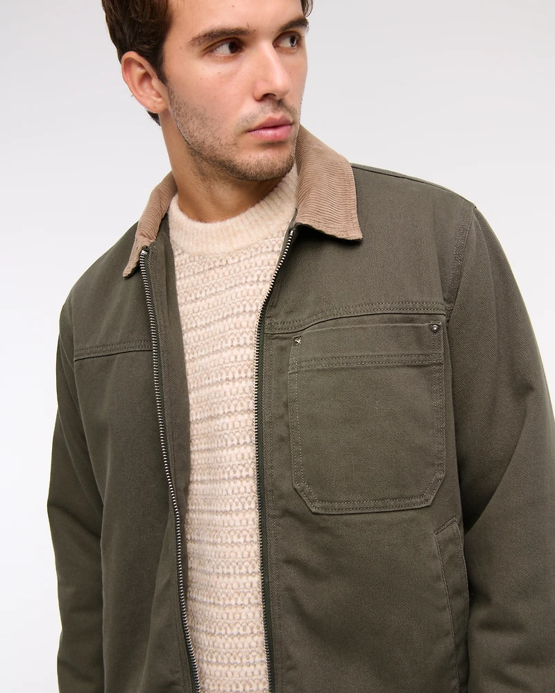 Flannel-Lined Zip Workwear Jacket