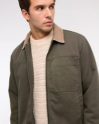 Flannel-Lined Zip Workwear Jacket