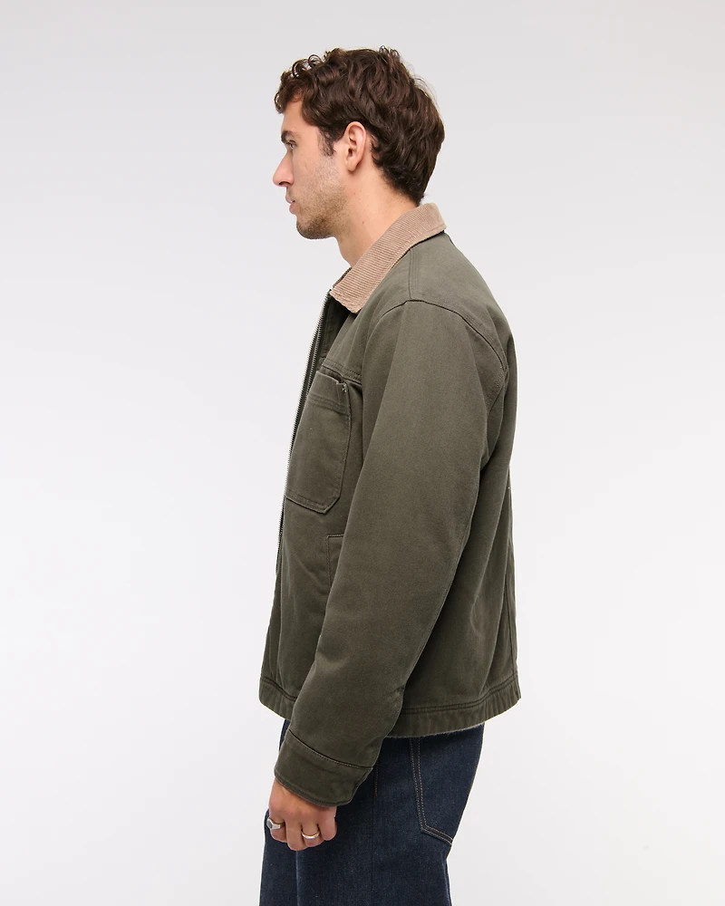 Flannel-Lined Zip Workwear Jacket