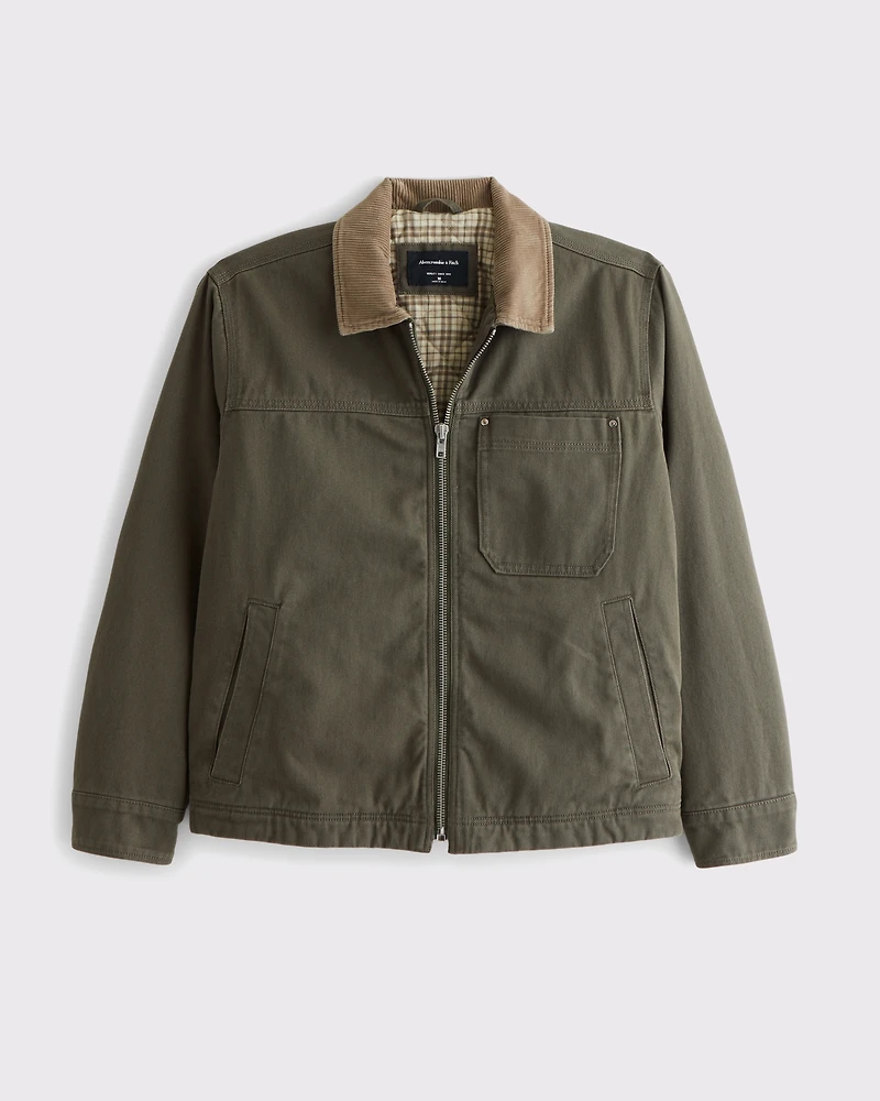 Flannel-Lined Zip Workwear Jacket