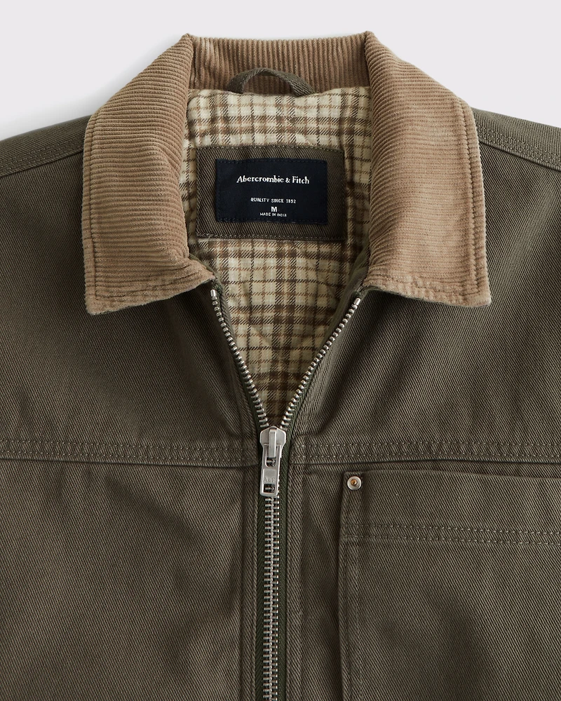 Flannel-Lined Zip Workwear Jacket