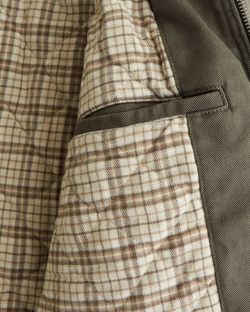 Flannel-Lined Zip Workwear Jacket