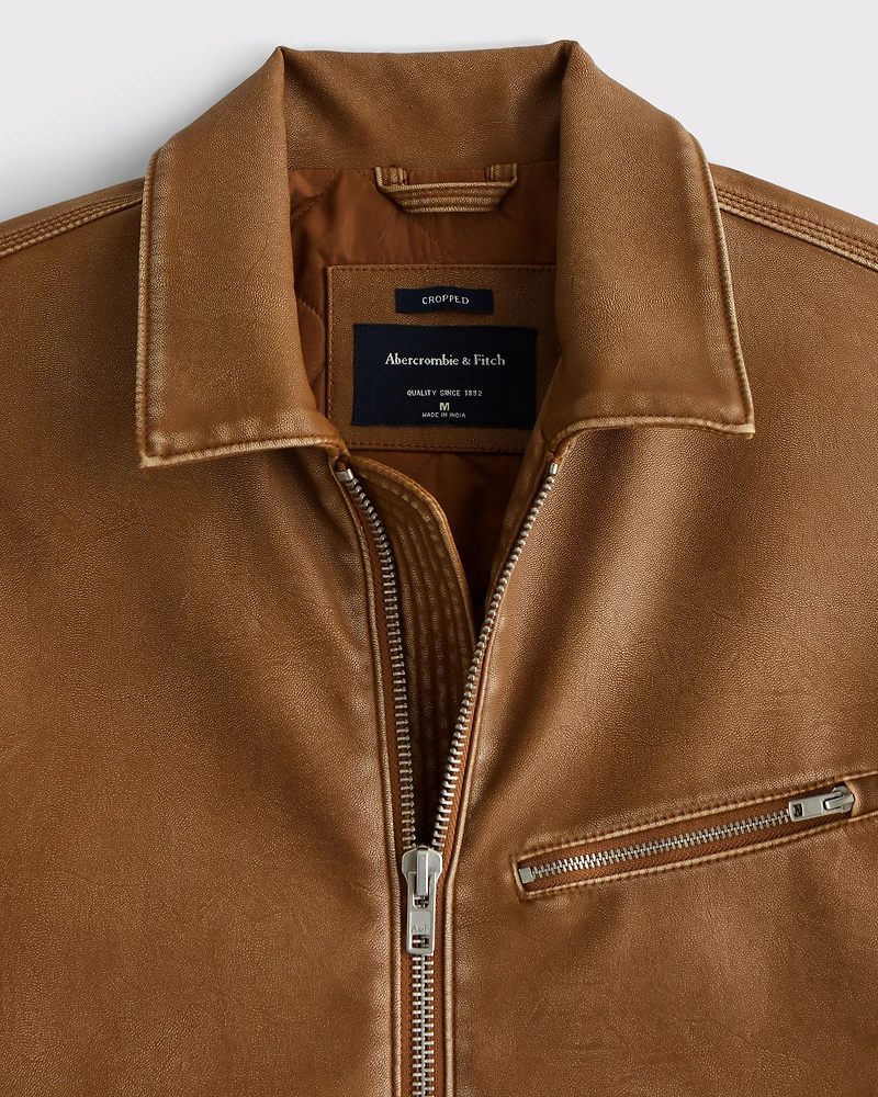 Western Vegan Leather Trucker Jacket