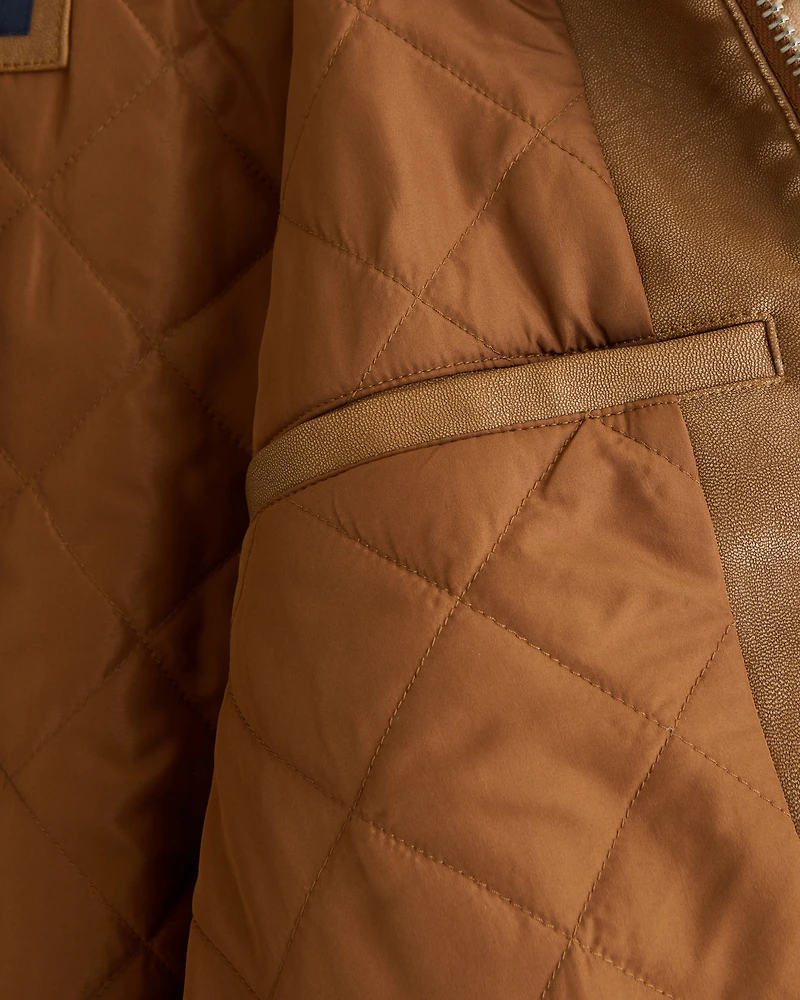 Western Vegan Leather Trucker Jacket