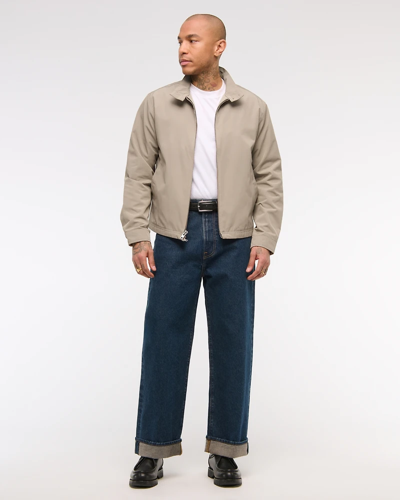 Cropped Mockneck Harrington Jacket