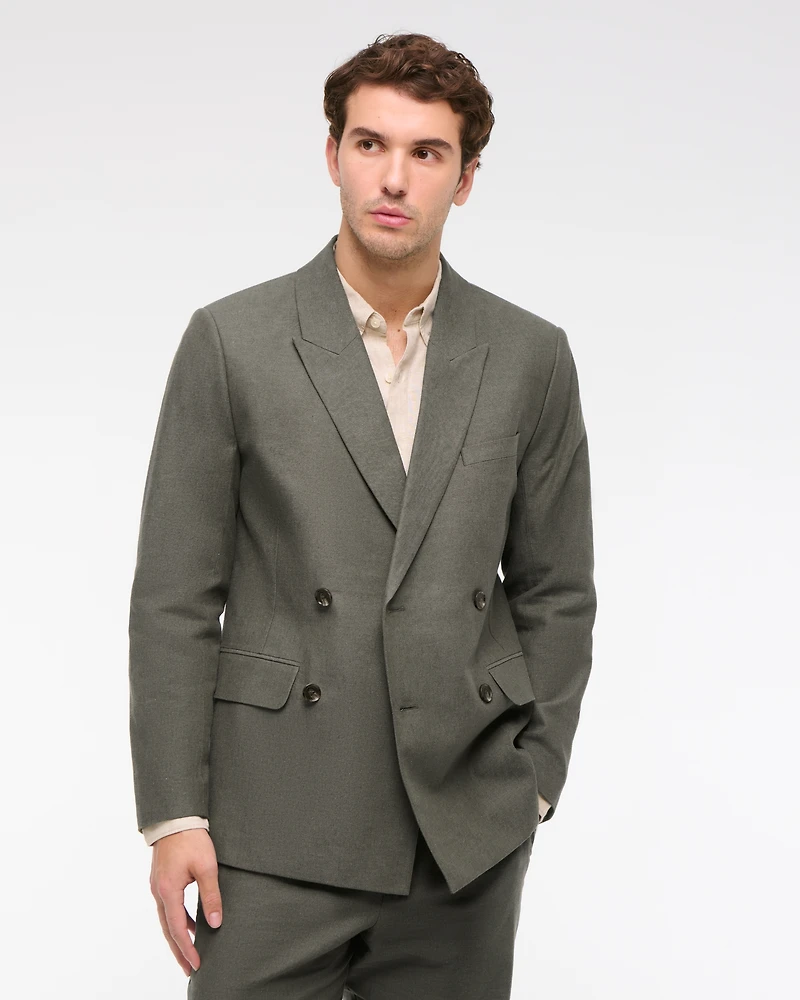 The A&F Collins Double-Breasted Linen-Blend Blazer