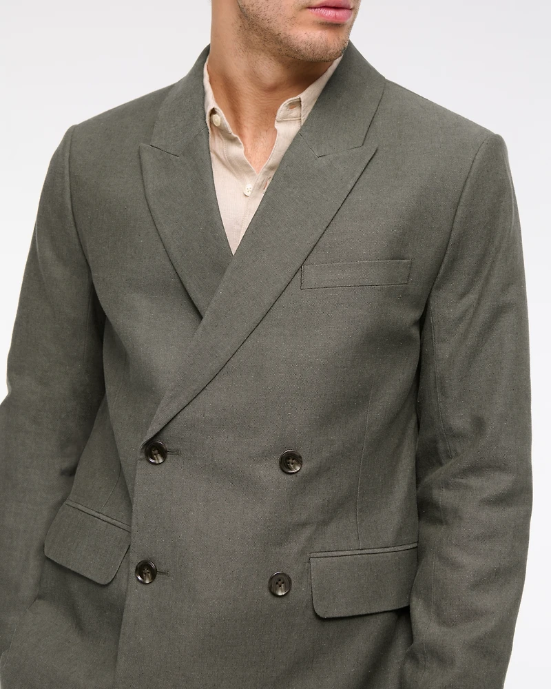 The A&F Collins Double-Breasted Linen-Blend Blazer