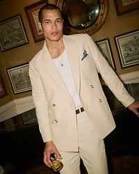 The A&F Collins Double-Breasted Linen-Blend Blazer