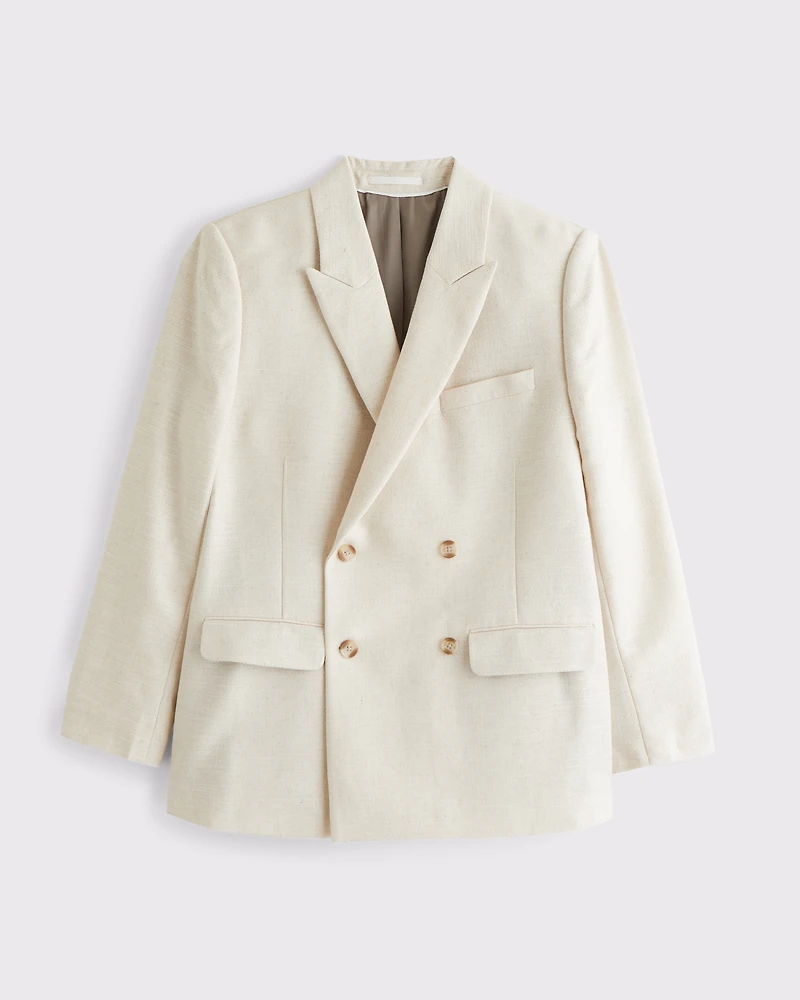 The A&F Collins Double-Breasted Cotton-Texture Blazer