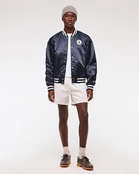 Vol. 28 Danzy Cropped Satin Varsity Bomber