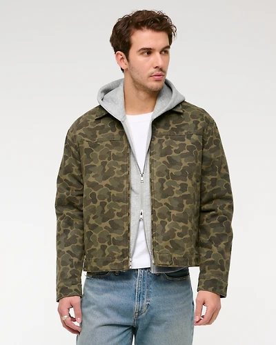 Lightweight Cropped Zip Workwear Jacket