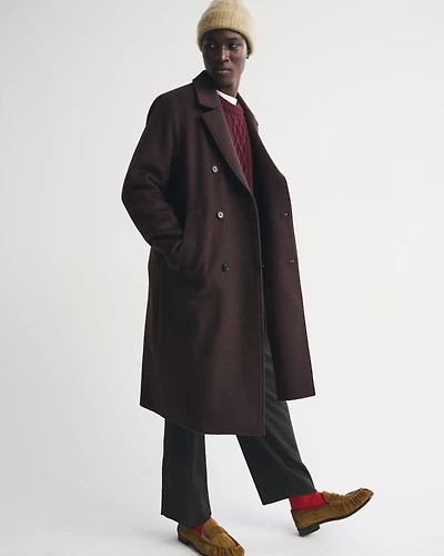 Wool-Blend Double-Breasted Coat