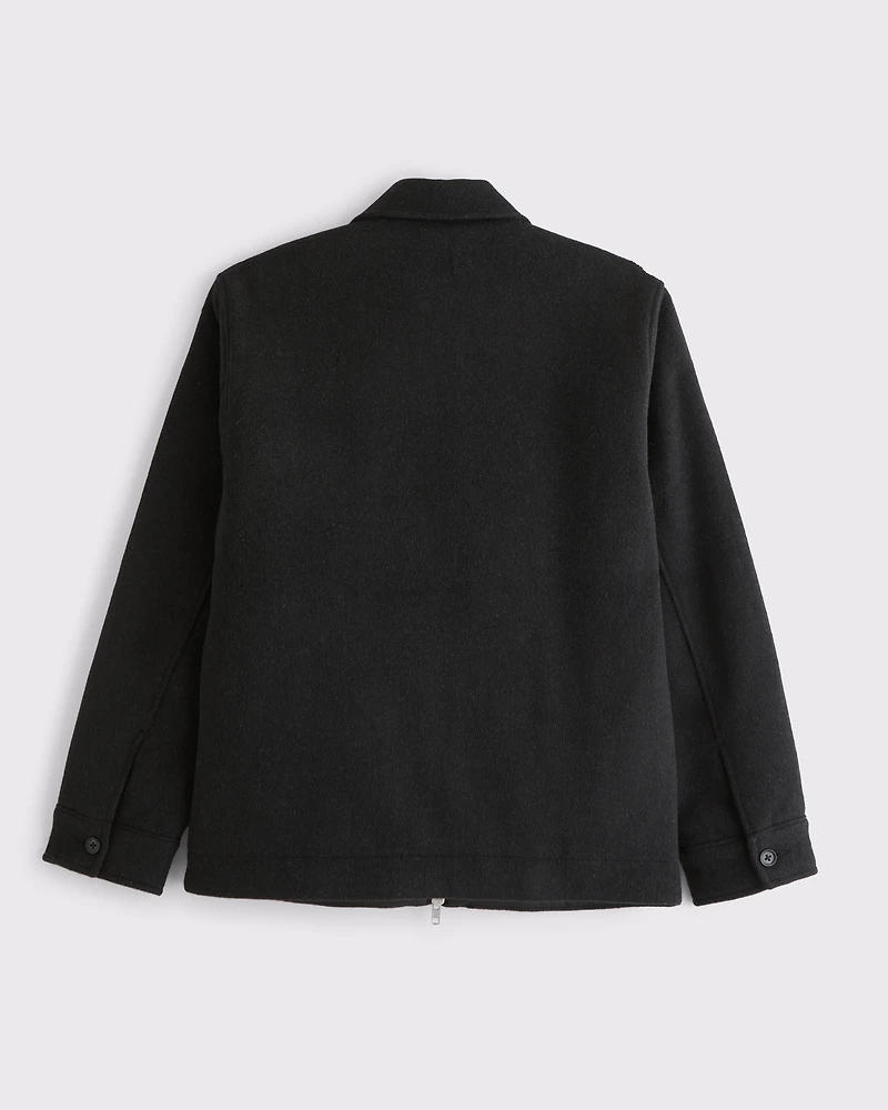 Wool-Blend Mid-Length Zip Jacket