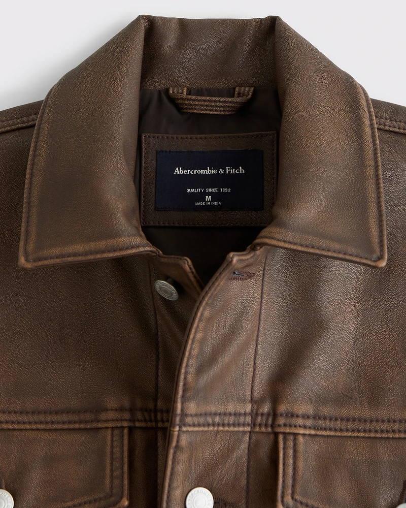 Vegan Leather Trucker Jacket
