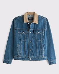 Cropped Denim Trucker Jacket