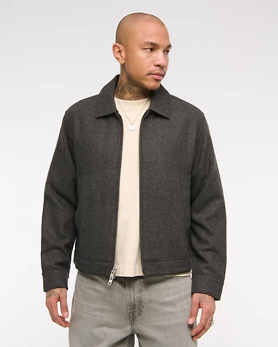 Cropped Wool-Blend Zip Jacket