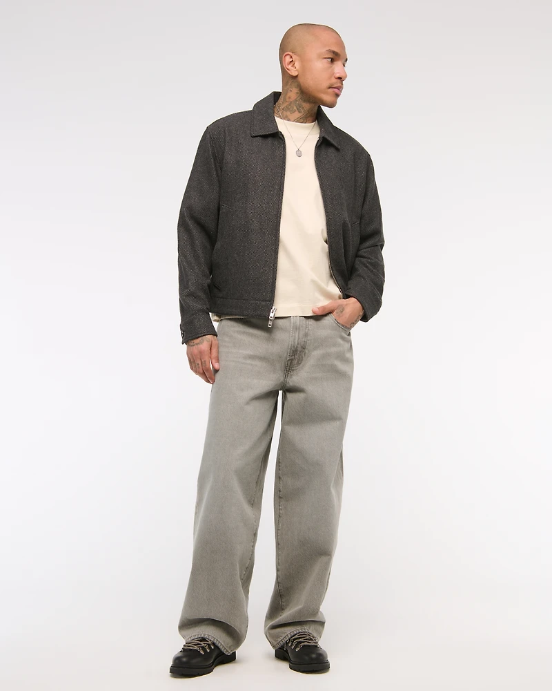 Cropped Wool-Blend Zip Jacket