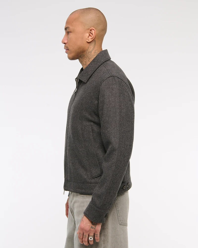 Cropped Wool-Blend Zip Jacket