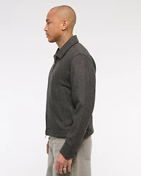 Cropped Wool-Blend Zip Jacket