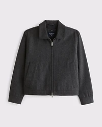 Cropped Wool-Blend Zip Jacket