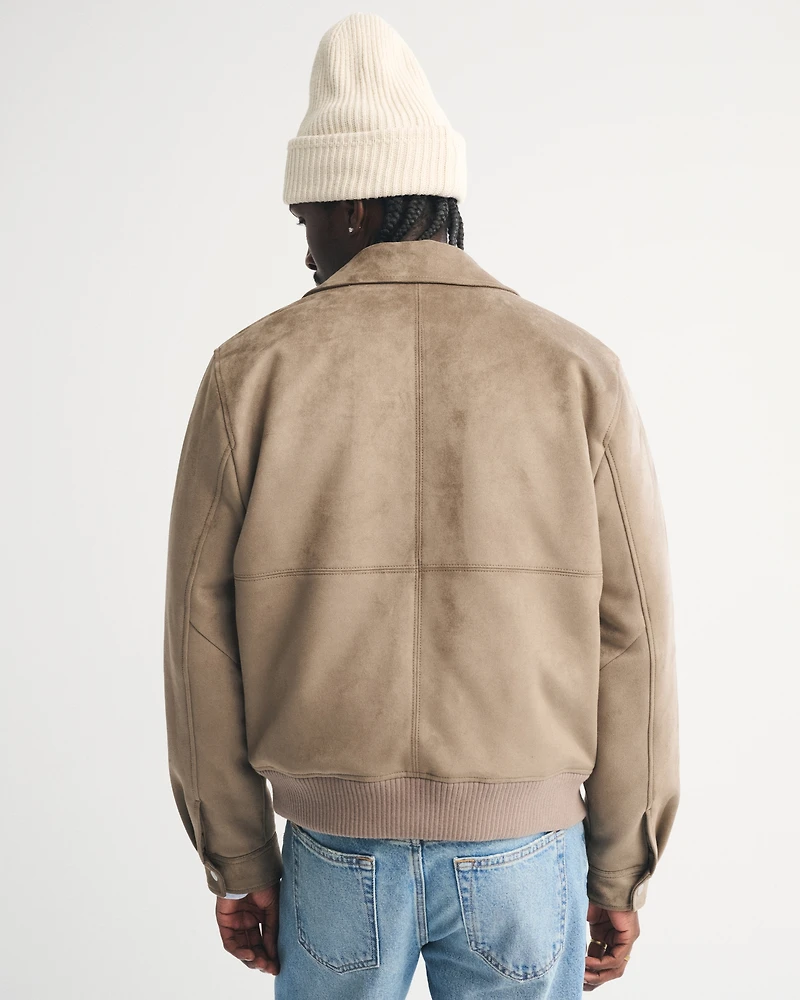 Vegan Suede Bomber Jacket