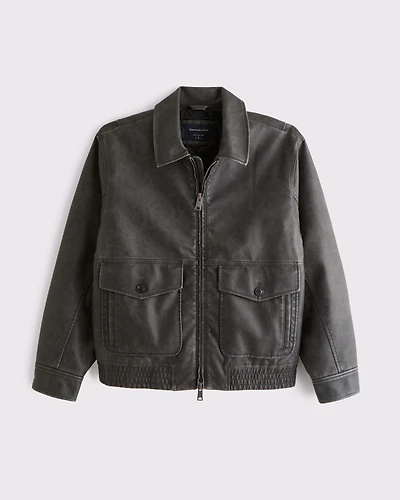 Vintage-Inspired Vegan Leather Bomber Jacket
