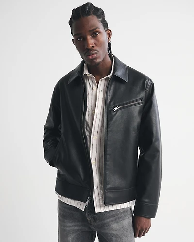 Vegan Leather Zip Jacket