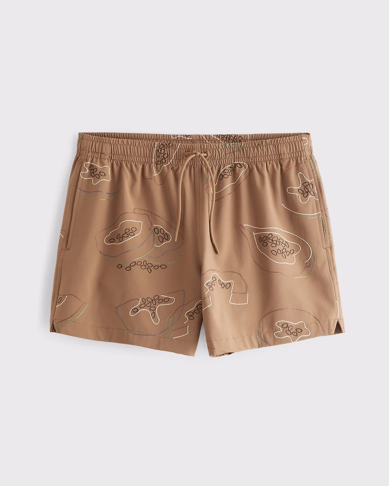 Pull-On Embroidered Swim Trunk