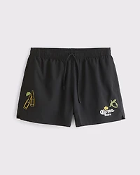 Pull-On Embroidered Swim Trunk