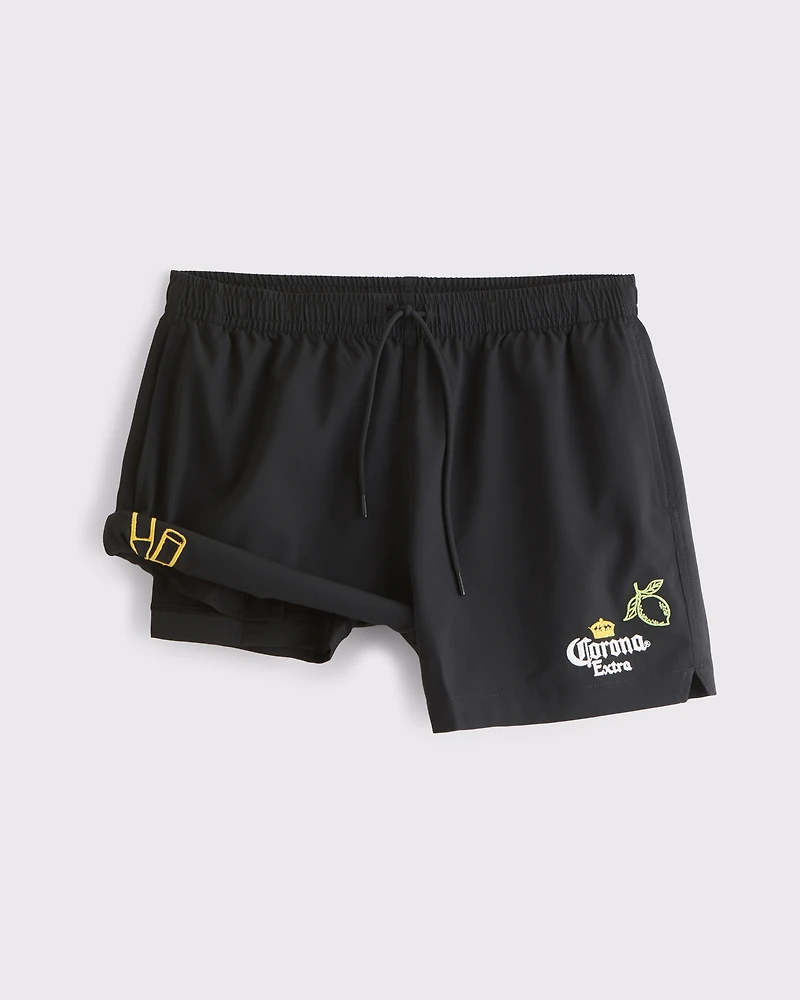Pull-On Embroidered Swim Trunk