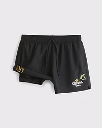 Pull-On Embroidered Swim Trunk