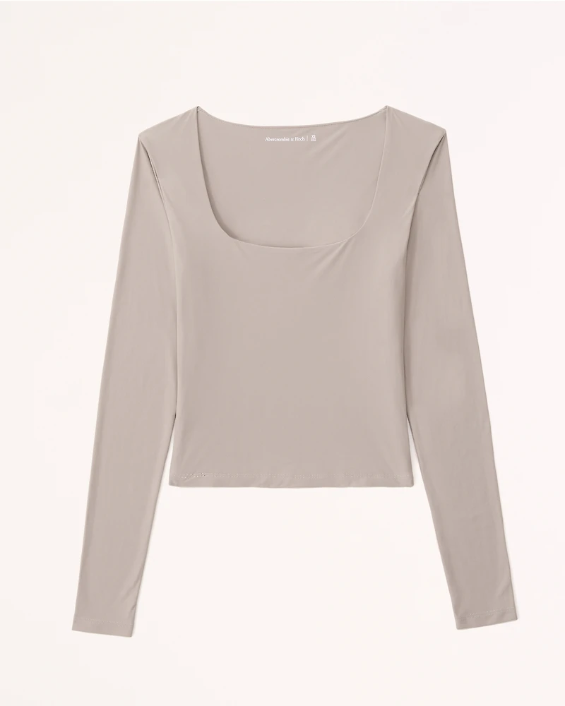 Soft Matte Seamless Long-Sleeve Squareneck Top
