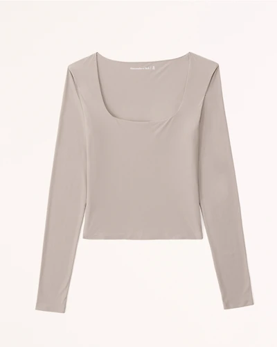 Soft Matte Seamless Long-Sleeve Squareneck Top