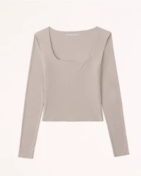 Soft Matte Seamless Long-Sleeve Squareneck Top