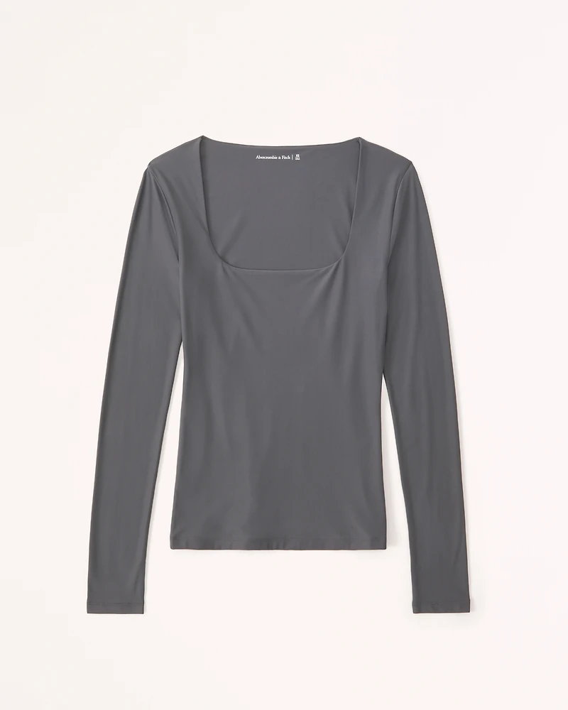 Soft Matte Seamless Long-Sleeve Squareneck Top