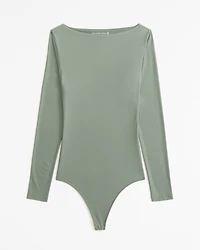 Soft Matte Seamless Long-Sleeve Open-Back Bodysuit